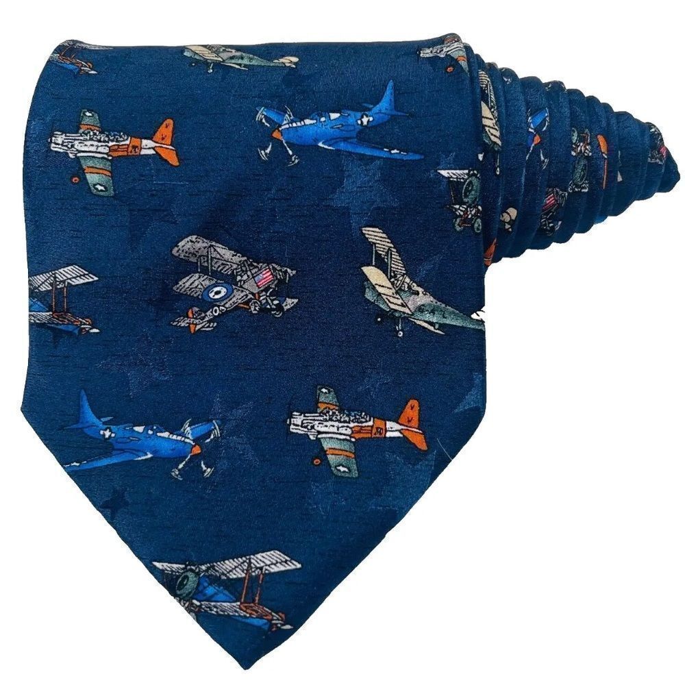 Tango Americana Series Early Fliers Planes 1910 - 1950 Mens Novelty Necktie EUC